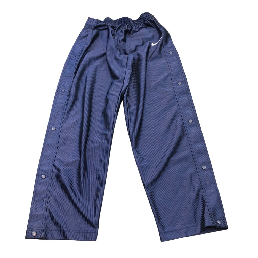 Y2K Nike Snap Button Tearaway Track Pants M‎ Navy Blue Vintage Basketball Warmup